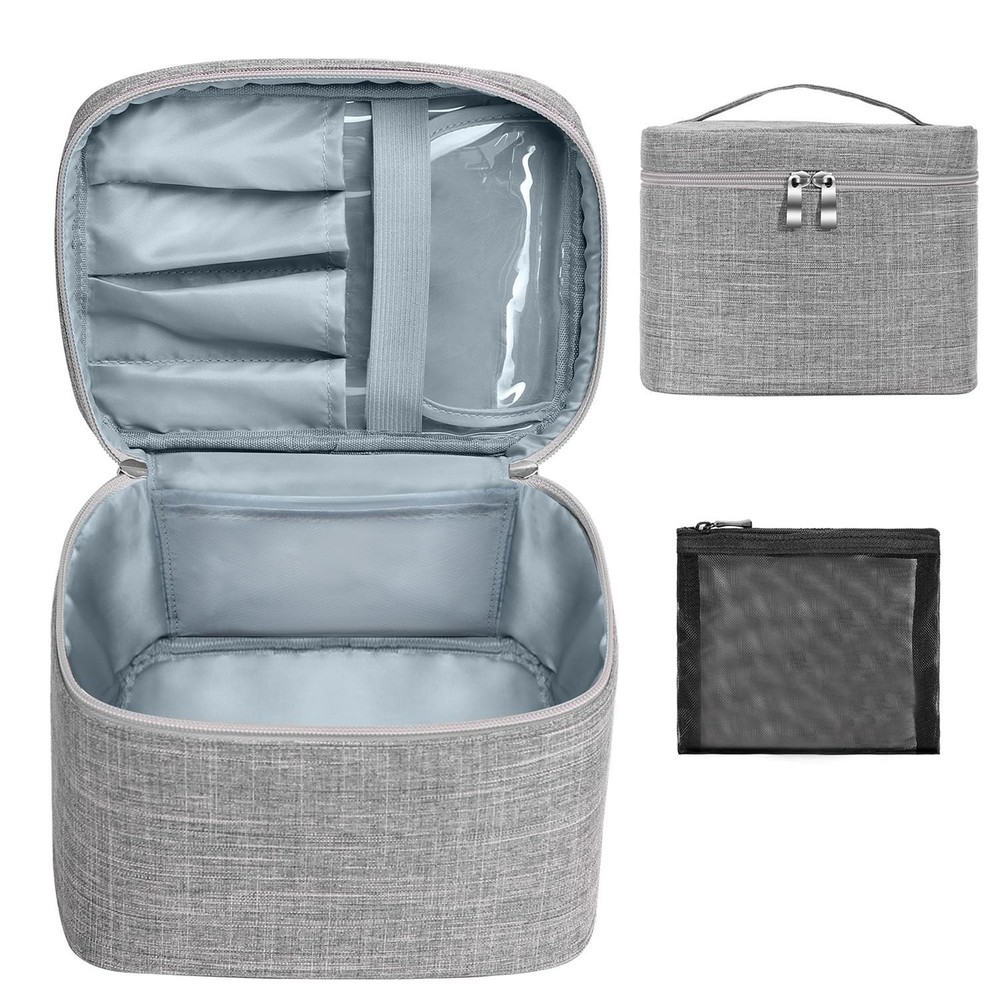 Large Makeup Bag Travel Cosmetic Case Organizer Large, Grey