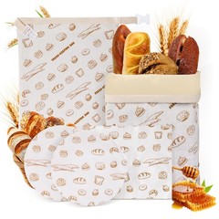 Reusable Beeswax Bread Bag, Bags for 13 x 17 inches, White