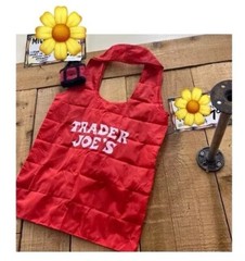 Trader Joes Micro Mini Tote With Grocery Bag 2 In 1 Red Black Limited Edition