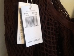 ECHO DESIGN Mesh Beach Bag Tote Style 113186 in Brown 203 New NWT