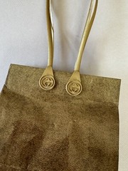 Vintage GUCCI ITALY 6 x 3 x 9 in. Brown w Logo STORE GIFT TOTE BAG Free Ship