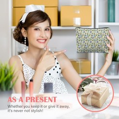 KBRCT Blue Hydrangea Floral Makeup Bag for Women,