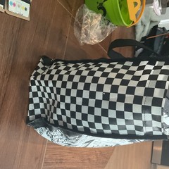 VANS Foldable Reusable Shopping Bag Black White Checked Plastic Large