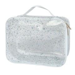 TotePrint Star Pattern PVC Waterproof Makeup Bag – 9.84×7.09×3.94inch, White