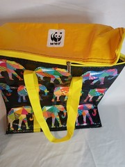 World Wildlife Fund Elephant Patchwork Insulated Tote Bag Zipper WWF