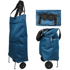 Shopping Cart Collapsible 360 Swivel Wheels Portable Lake Blue Folding