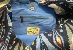 Avani Jute Burlap Canvas Beach Hobo Bag Tote – Blue Abstract – Large
