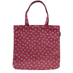 J. CREW Mercantile Printed Reusable Canvas Grocery Tote Bag Red White Stars