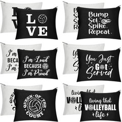 Weewooday 12 Pieces Volleyball Makeup Bags Gift Canvas Style