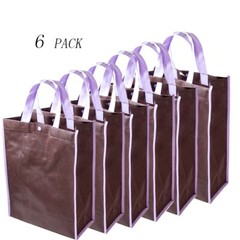 6-Pack Reusable Shopping Bag Recycled Eco Friendly Gift Tote Bags Gusset/10″x13″