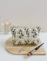 RIKMOXR 2 Pcs Makeup Bags, Large Cosmetic Bag Travel Toiletry 0A-Daisy
