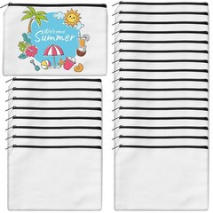 AMDAILY 24Pcs Sublimation Blank Canvas Makeup Bags, 7.87 x 5.7 inch 24, White