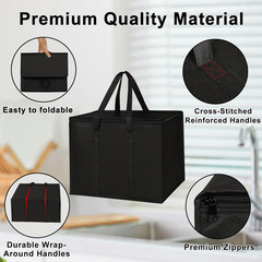 4 Pack Insulated Reusable Grocery Shopping Bags with Zippered Top,Food