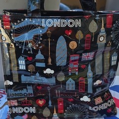 London/UK Themed Print Reusable Tote Shopping Bag w/ Handles 16x15x14 in
