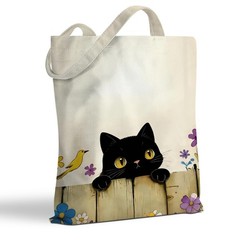 Cute Cat Tote Bag, Funny Cats Handbag Reusable Travel Shopping Storage Should…