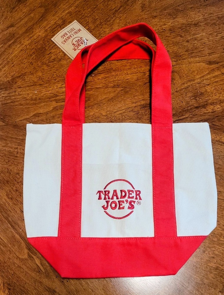 Trader Joe’s RARE Embroidered RED MINI CANVAS TOTE BAG (1 bag)