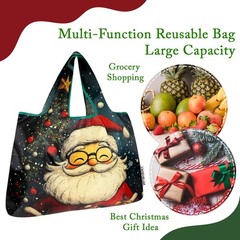Wrapables Large Foldable Christmas Holiday Nylon Reusable Grocery Bag