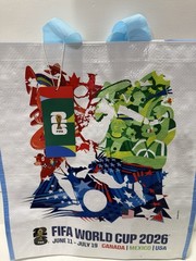 FIFA World Cup 2026 Reusable Shopping Tote Bag White/Blue Handles Medium 15 qt