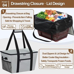 Reusable Grocery Bag – Expandable Insulated Cooler Bag with Bottom Board, Col…