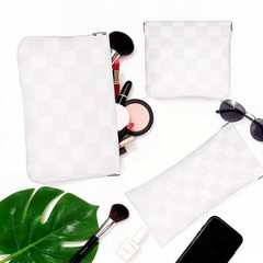 3PCS Small Makeup Bag for Purse,Mini Waterproof Leather Portable White