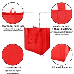 10 Pack Reusable Reinforced Handle Grocery Bags-Each with Thickened Bottom Bo…