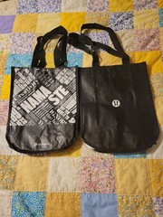 Lululemon Reusable Shopping Tote Bags Small, Black and White, Pack of 2