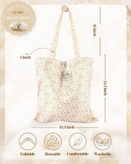 Aesthetic Tote Bag for Women – Reusable Grocery Bag with Buckle & Pocket PK W…
