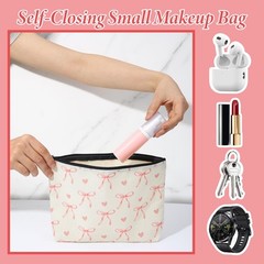 1PCS Pink Coquette Bow Makeup Bag, Cute Bags, Trendy Preppy Beige