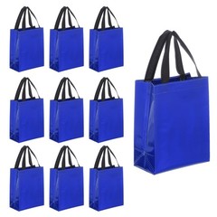12Pcs Reusable Gift Bags with Handles 7.9 x 9.8 Inch Dark Blue