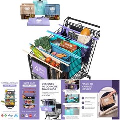Reusable Grocery Bags 4-Pack Detachable Insulated Foldable Washable