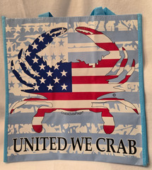Outa Chesapeake Maryland Crab American Flag Blue reuseable shopping bag New