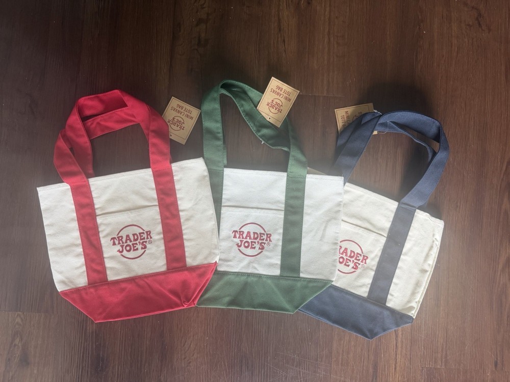 Trader Joe’s Small Mini Canvas Reusable Tote Bag, Multicolor, 13×10.5×4