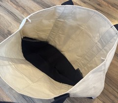 Trader Joe’s Large Canvas Tote Bag w/ Navy Blue Straps , 20″ x 14″