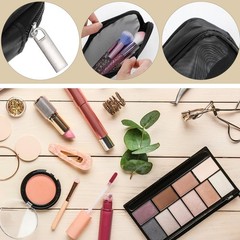 Molain 2 Pcs Mesh Makeup Brush Bag, Clear Travel Holder Black