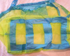 Big Reusable Shopping Bag foldable Into Self Pocket MESH GREEN Blue