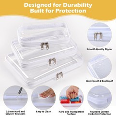 Clear Hard Shell Zipper Case – Waterproof, Durable S, With White Trim