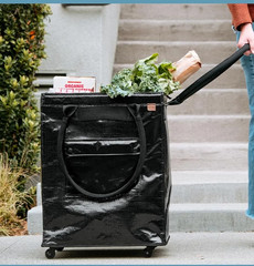 CleverMade Rolling Laundry Hauler 90L Black (1PK) 14”Lx18”Wx24”H Black NEW (25F)