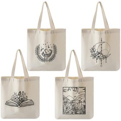 4 Pcs Canvas Tote Bag for Canvas Shopping Totes Aesthetic Reusable Grocery Ba…