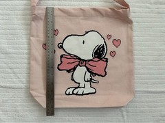 Snoopy Peanuts Valentine Canvas Tote Shoulder Bag Pink Hearts 14″ x 13″ NWT