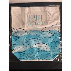 Christian Art Gifts Tote Bag Be Still & Know Psalm 46:10 Blue Wave Design TOT126