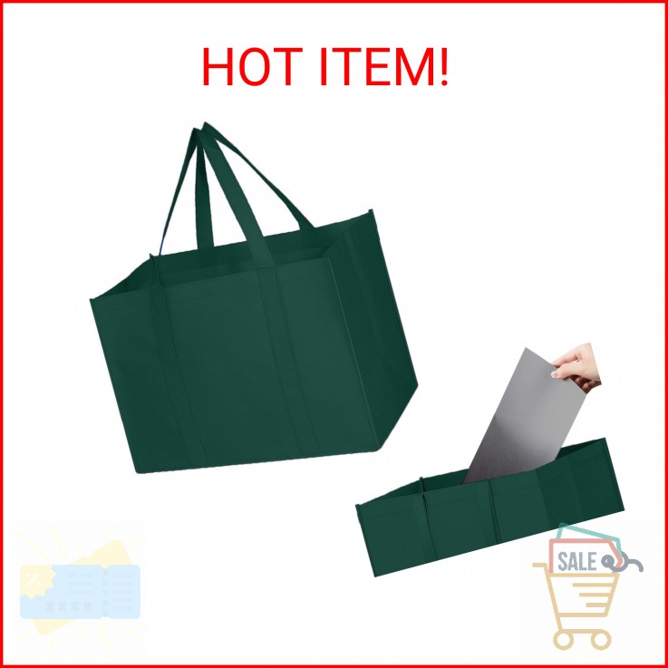 MOLOVA 1 Pack Large Foldable Shopping Bag, 16″ W x 13″ H x 10″ D, Reusable Groce