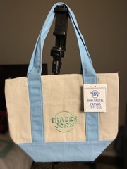 Trader Joe’s Mini Pastel Canvas Foldable Small Tote Bag Set of 4 Multicolor
