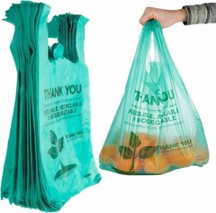 (100-Pack) 1/6 Size Biodegradable Shopping Grocery T-Shirt Reusable Plastic Bag