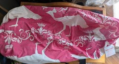NWT June’s Whim Large Pink/White Bird Print Fabric Tote Bag w/ Zipper, Pockets