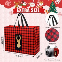 24 Pack Extra Large Christmas Gift Bags 16.9” x 12.6” x 6.8” Waterproof Re…