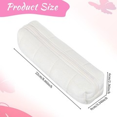 JJUNW Small Plush Pencil Pouch, Case Travel Makeup Bag White