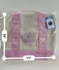 Moana Life Hawaii Small Canvas Tote Bag Pink Plumeria Beach Shopping New