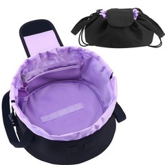 Lay Flat Drawstring Makeup Bag,Travel Cosmetic Organizer for Purple