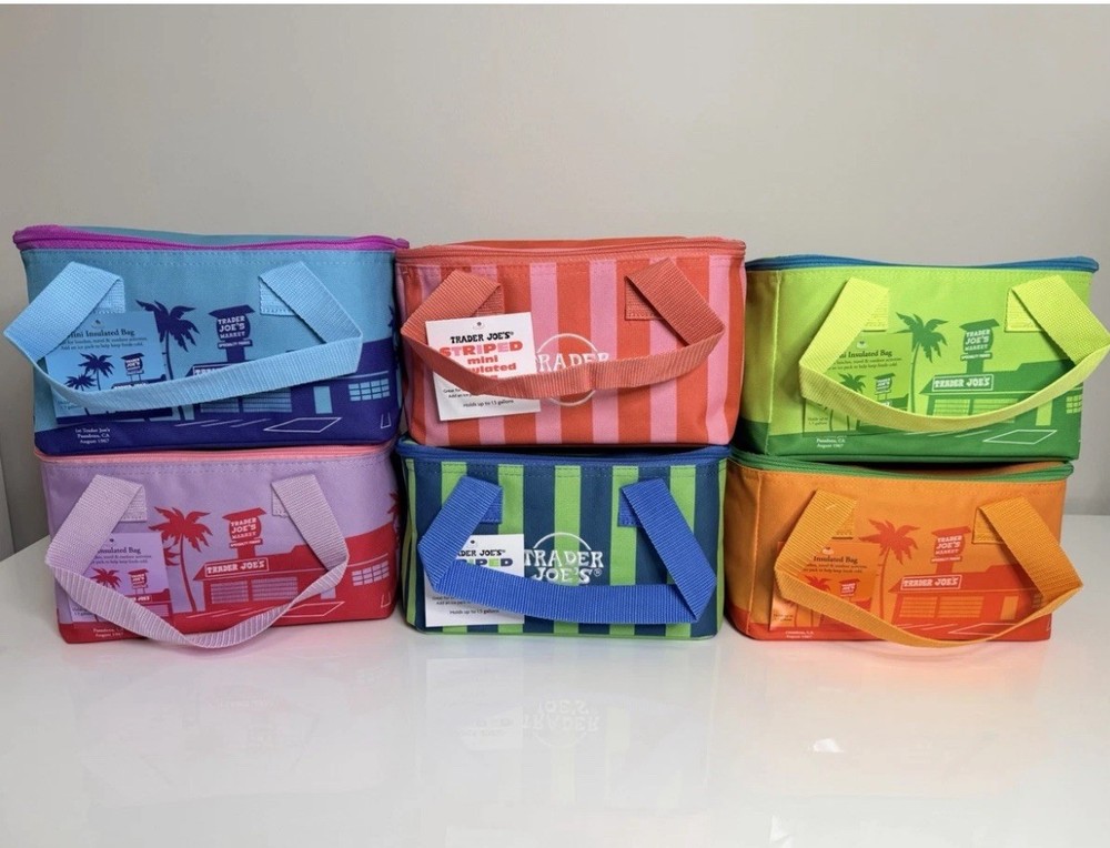 Trader Joes mini Insulated Bags New Summer Colors 6 Pack!