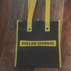 Dollar General Reusable Shopping Tote Bag, Black/Yellow Logo, Medium 14x12x6″